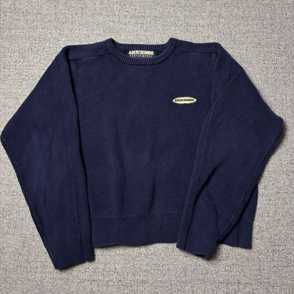 Abercrombie Sweater Women XL Performance Navy Blue Heavy Weight Knit Vintage